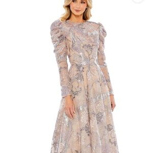 NWT MAC DUGGAL [ 14 ] 20326 Embellished High Neck Puff Sleeve A-Line Dress J1391